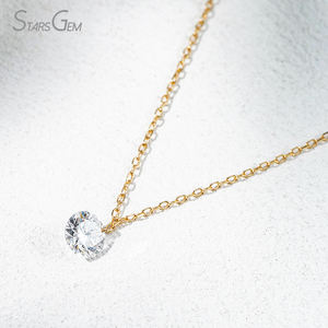 Starsgem 0.5ct 1.0ct redondo corte brillante laboratorio crecido diamante perforado con láser 10K/18K oro lujo Unisex colgante collar - Product Image 2