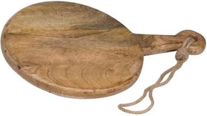 Tabla de cortar de madera al por mayor con forma redonda y mango duradero, tabla de cortar de madera con superficie pulida en venta - Product Image 3