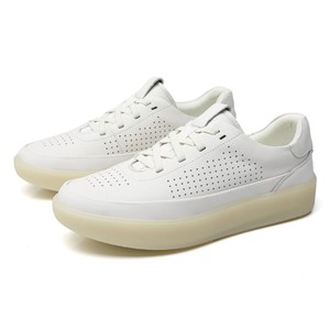 Chaussures de marche respirantes perforées, chaussures de loisirs quotidiennes, surface blanche mate, design à lacets, beige transparent, semelle épaisse antidérapante - Product Image 2
