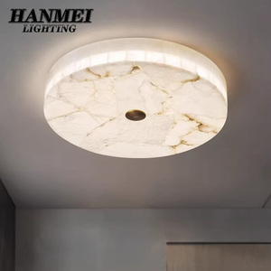 Plafonnier LED circulaire moderne et minimaliste de style chinois avec interrupteur en métal et marbre, CRI 95 élevé pour chambre à coucher HM-Y - Product Image 6