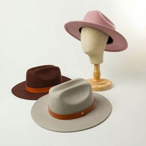 Nuevo Sombrero Fedora de Fieltro de Lana con Decoración de Cuero Estilo Vaquero para Niños y Niñas - Product Image 2