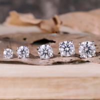Boucles d'oreilles en diamant cultivé en laboratoire certifié IGI VVS, sur mesure, or 14 carats, argent 925, taille brillant ronde, plaqué or, bijoux unisexes