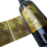 Autocollants métalliques en relief autocollants personnalisés, impression personnalisée, étiquettes en aluminium imprimées pour bouteilles de vin rouge et de parfum