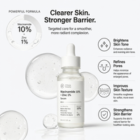 Sérum Visage GMPC 10% Niacinamide Zinc 1% Éclaircissant, Affinant les Pores, Renforçant la Barrière Cutanée, Améliore la Texture de la Peau, Végan, Conforme MoCRA
