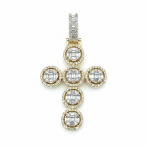 Élégant pendentif croix baguette de qualité supérieure avec bijoux en diamant véritable pour hommes et femmes - Product Image 2