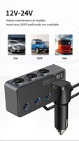 Adaptador de Coche 120W con 3 Tomas de Cigarrillos, 5 USB PD36W, Carga Rápida USB-C 8 en 1, Cable de 3.3FT y Monitor de Voltaje para RVs y Coches