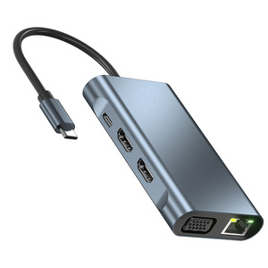 Multipuerto 8 en 1 Tipo-c HUB HDTV VGA Ethernet PD 100W USB3.0 2,0 4K <span class=keywords><strong>Dual</strong></span> HDTV Expansion <span class=keywords><strong>Dock</strong></span> Docking Station USB Hub - Product Image 5