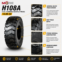MORE H108A 14.00-24 OTR-Reifen 32PR TT Rock Grade E3 L3 für Motorgrader Radlader Bergbau Bauindustrie 10500kg Traglast