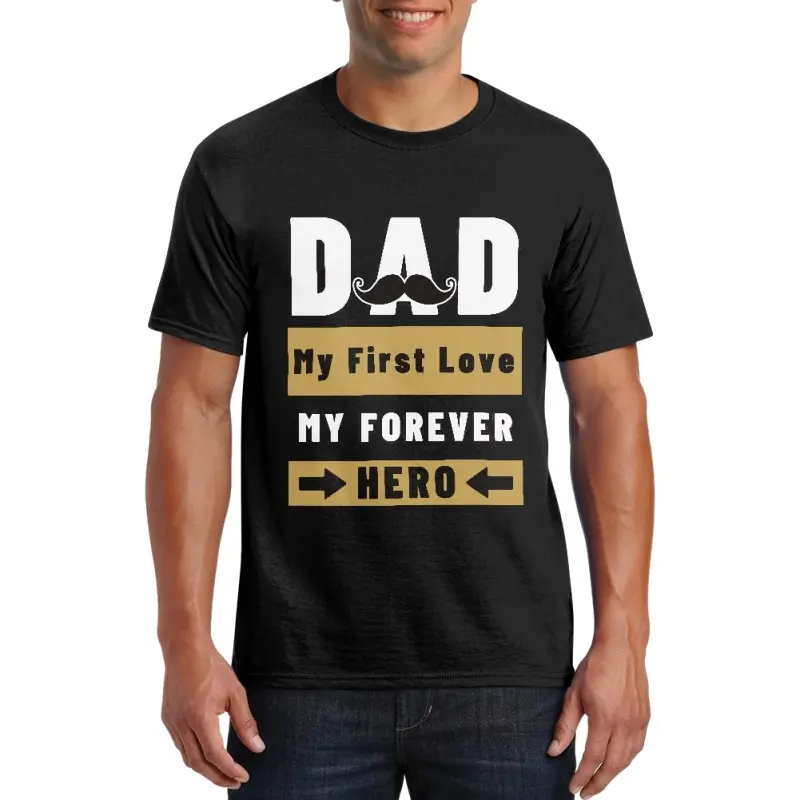 Nouveauté T-shirt de haute qualité papa mon héros pour toujours imprimé Streetwear T-shirt coton T-shirt hommes cadeaux pour la fête des pères 2024 OEM