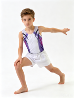 Justaucorps sans manches pour filles Winora avec rayures violettes et blanches, taille élastique, vêtements de danse pour enfants