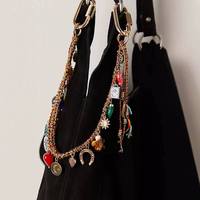 WOWEI Oeil du Diable Personnalisé Métal Géométrique Coeur Pendentif Tissé Porte-clés Porte-clés en Métal pour Sacs Durable