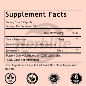 Cápsulas de Astaxantina 24MG+Lycopene 50MG, Suplemento de Carotenoides de Microalgas para la Salud de la Piel y el Sistema Inmunitario, OEM/ODM - Product Image 2
