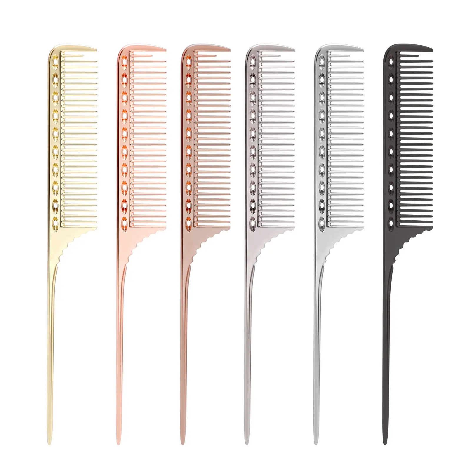 Metal Fine Tooth Hair Dyeing Comb Salon Tool Stainless Steel Hair Pick Comb Space Aluminum Hair Comb