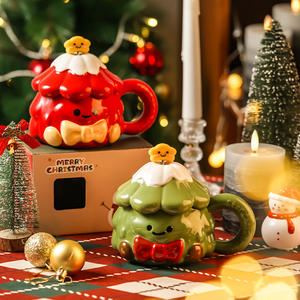 Mug en céramique Arbre de Noël avec couvercle, cuillère et tasse créative Père Noël - Product Image 4