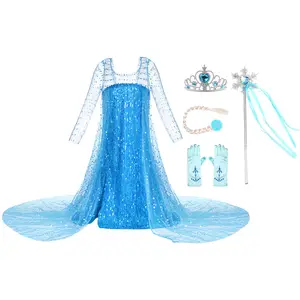 Летняя детская одежда, голубое детское платье «Холодное сердце», «Снежная королева», одежда для вечеринки, косплей Эльзы, Повседневное платье «Холодное сердце» для девочек 2