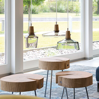 Suspension Nordique en Verre pour Restaurant, Moderne et Simple, Fumé Cognac, en Bois Massif, Lampe Décorative Suspendue, Éclairage LED pour Salle à Manger