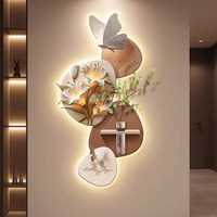 Peinture LED Murale Créative Papillon Style Crème pour Hall d'Entrée, Décoration Intérieure, Plantes Hydroponiques, Fond de Couloir