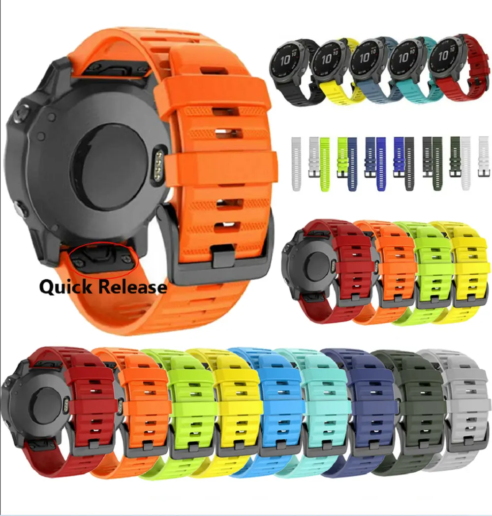 Fit for Garmin Fenix5 / 5x Fenix6 / 6x 7x Quick Fit Silicone Strap Fenix 3 Size in 22 26mm