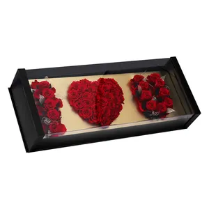 Valentine's Day Mother's Day Wedding Gift Boxes Black Acrylic Flower Box Rectangular I LOVE YOU Rose Packing Flower Boxes