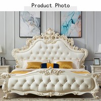 Ensemble de chambre à coucher de luxe de conception européenne haut de gamme, lit en cuir king size, lit double de 1,8 m, meubles modernes de luxe