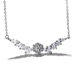 Fabriek Groothandel Echte Zilver 925 Angel Wing Choker Ketting Wit Goud Vergulde Sieraden