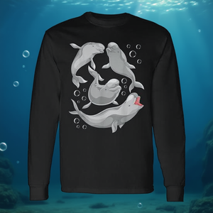 T-shirt à manches longues avec motif de baleine Beluga, créature marine, design pour les amoureux des animaux - Product Image 3
