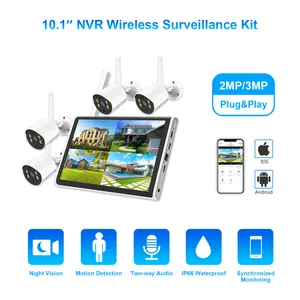 Fabrieksprijs 10.1Inch 4 Kanalen Cctv Camerasysteem Nvr Kits Met Tuya Smart Wifi Camera Kits Voor Bewaking