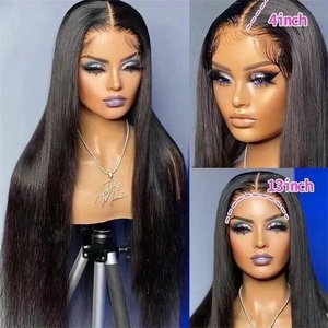 13x4 HD parrucche anteriori in pizzo capelli umani Pre pizzicate con capelli trasparenti lisci lacci frontali da donna colore naturale - Product Image 2