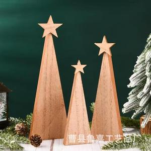 Wooden <b>Christmas</b> Tree Decoration Triangle Mini Rustic Holiday Photo Prop For <b>Christmas</b> Party Venue Setup - Product Image 3