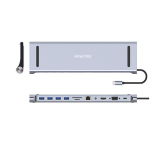 Hub Multi-interfaz USB3.0 <span class=keywords><strong>de</strong></span> Aleación <span class=keywords><strong>de</strong></span> Aluminio, Extensor <span class=keywords><strong>de</strong></span> Puerto <span class=keywords><strong>de</strong></span> Red, <span class=keywords><strong>Estación</strong></span> <span class=keywords><strong>de</strong></span> Acoplamiento <span class=keywords><strong>de</strong></span> <span class=keywords><strong>Audio</strong></span>, PD100W para Computadora Portátil y <span class=keywords><strong>de</strong></span> Escritorio - Product Image 3
