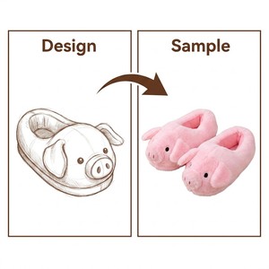 Pantoufles en peluche cochon rose de dessin animé, design 3D avec oreilles et museau souples, à talon fermé, chaudes et moelleuses, antidérapantes, pour intérieur et usage décontracté - Product Image 4