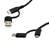 Câble de charge USB court tressé en nylon 4-en-1 Circle Interconnect USB-A vers Type-C Micro USB – Cordon de charge rapide multi-téléphones