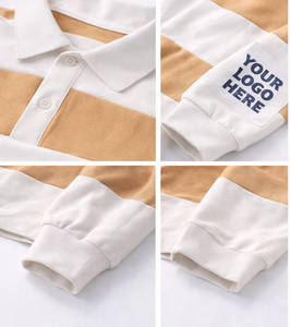 <span class=keywords><strong>Polo</strong></span> rayé pour homme à manches longues, imprimé graphique, style streetwear décontracté, haut contrastant, fournisseur en gros OEM ODM personnalisé - Product Image 3