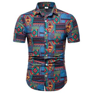 Chemisier décontracté à manches courtes pour hommes, avec impression ethnique africaine, bohème, vente en gros, nouvelle tendance été - Product Image 2