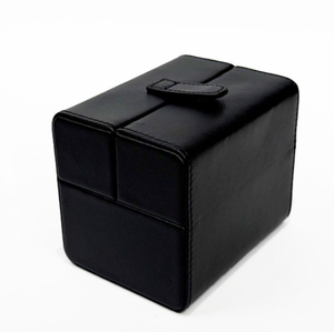 Double Door <b>Watch</b> <b>Case</b> Leatherette Rectangle Snap Closure Faux Suede Interior Protective Storage Box - Product Image 3