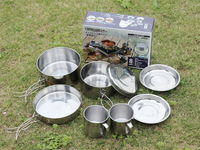 Mini double fond en acier inoxydable camping poêle antiadhésive batterie de cuisine ensembles