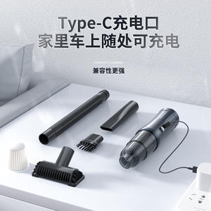 Aspiradora portátil inalámbrica para coche de 100W recargable con carga tipo C para uso en el hogar y el coche - Product Image 1