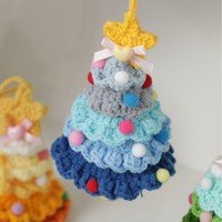 Pochette à cordon en peluche douce bleue au crochet, faite main, forme irrégulière 15*7cm, ornement de sapin de Noël, cadeau de Noël tendance