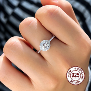 Classic Simple 925 Sterling <strong>Silver</strong> <strong>Big</strong> Round Cut Cubic Zircon Eternity <strong>Ring</strong> Band for Women Bridal Wedding Jewelry Accessories - Product Image 2