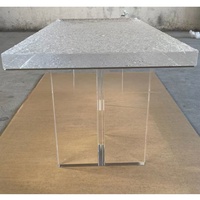 Table à manger rectangulaire moderne en acrylique, plateau en acrylique, pieds en acrylique, écologique, durable, imperméable, 8 places, hôtel, appartement, salle à manger