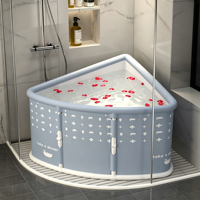 Baignoire d'angle gonflable pliable en forme d'éventail, portable, étanche, en PVC, pour spa à domicile, pour adultes, gain de place, pour la douche - Grande Vente