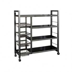 Étagère en acier mobile à 4 niveaux avec roulettes, multifonctionnelle, pour la maison, les îlots de cuisine et les chariots de rangement pour jouets - Product Image 1