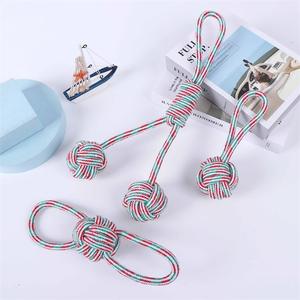 Cuerda interactiva <span class=keywords><strong>para</strong></span> <span class=keywords><strong>perros</strong></span> de algodón ecológica de estilo moderno, Bola de punto, dientes de cachorro, limpieza indestructible, nudo de mano duradero - Product Image 6