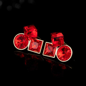 Geometric Crystal Stud Earrings 925 Silver Bezel Setting Party Fashion Jewelry - Product Image 4