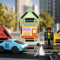 Mini Bloques de Construcción Magnéticos 3D, Juguetes de Bloques de Construcción Magnéticos de Plástico para Niños, Juego de Juguetes de Vehículos de Tráfico