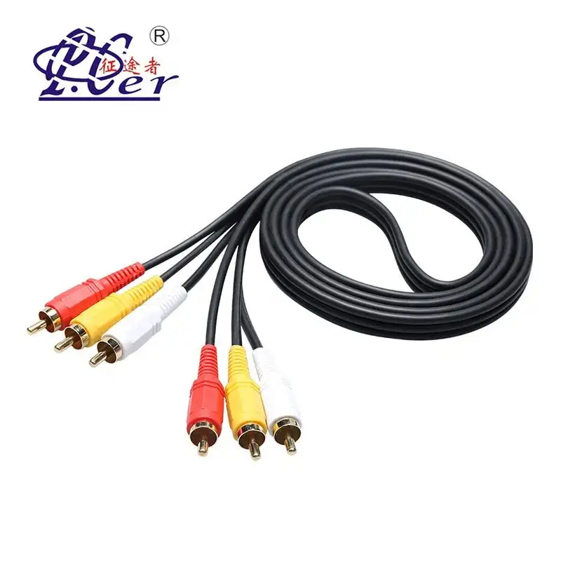 OEM ODM Multimedia Gold Plated Connector Stereo Male To Male Av Cable 3 RCA To 3 RCA Audio Cable