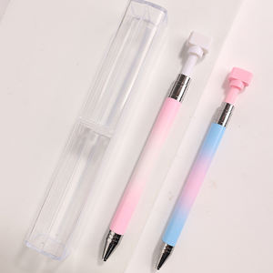 Stylo à <span class=keywords><strong>cire</strong></span> de luxe Macaron dégradé diamant, rechargeable, pointe rotative, outils professionnels pour le nail art et les strass, métal serti - Product Image 2