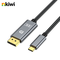 Câble USB-C vers DP NKIWI plaqué or 8K 60Hz 4K 144Hz HDR HBR3 DSC Type C mâle vers mâle pour ordinateur portable, tablette, projecteur, HDTV