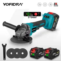 Meuleuse d'angle sans fil YOFIDRA 125 mm, sans balais, 3 vitesses, 18 V, alimentée par batterie, pour métal et bois