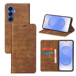 جراب فاخر بالجملة بتصميم محفظة قلابة مع حامل بطاقات من الجلد الصناعي والجلد الطبيعي لهواتف سلسلة <span class=keywords><strong>Samsung</strong></span> S25 - Product Image 1